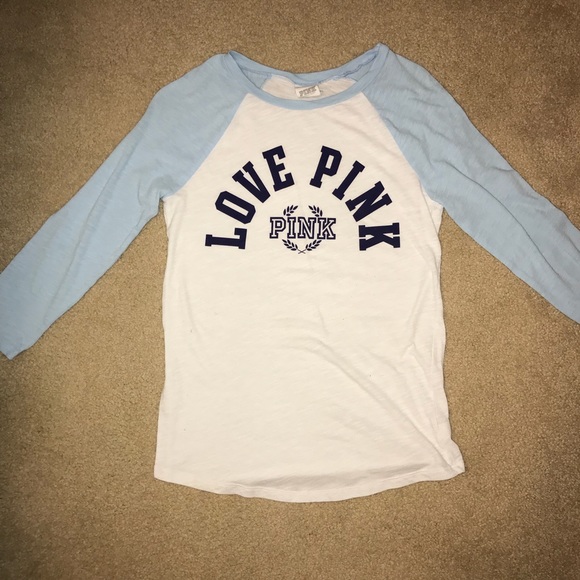 Blue and White “PINK” Baseball Tee - Picture 1 of 2